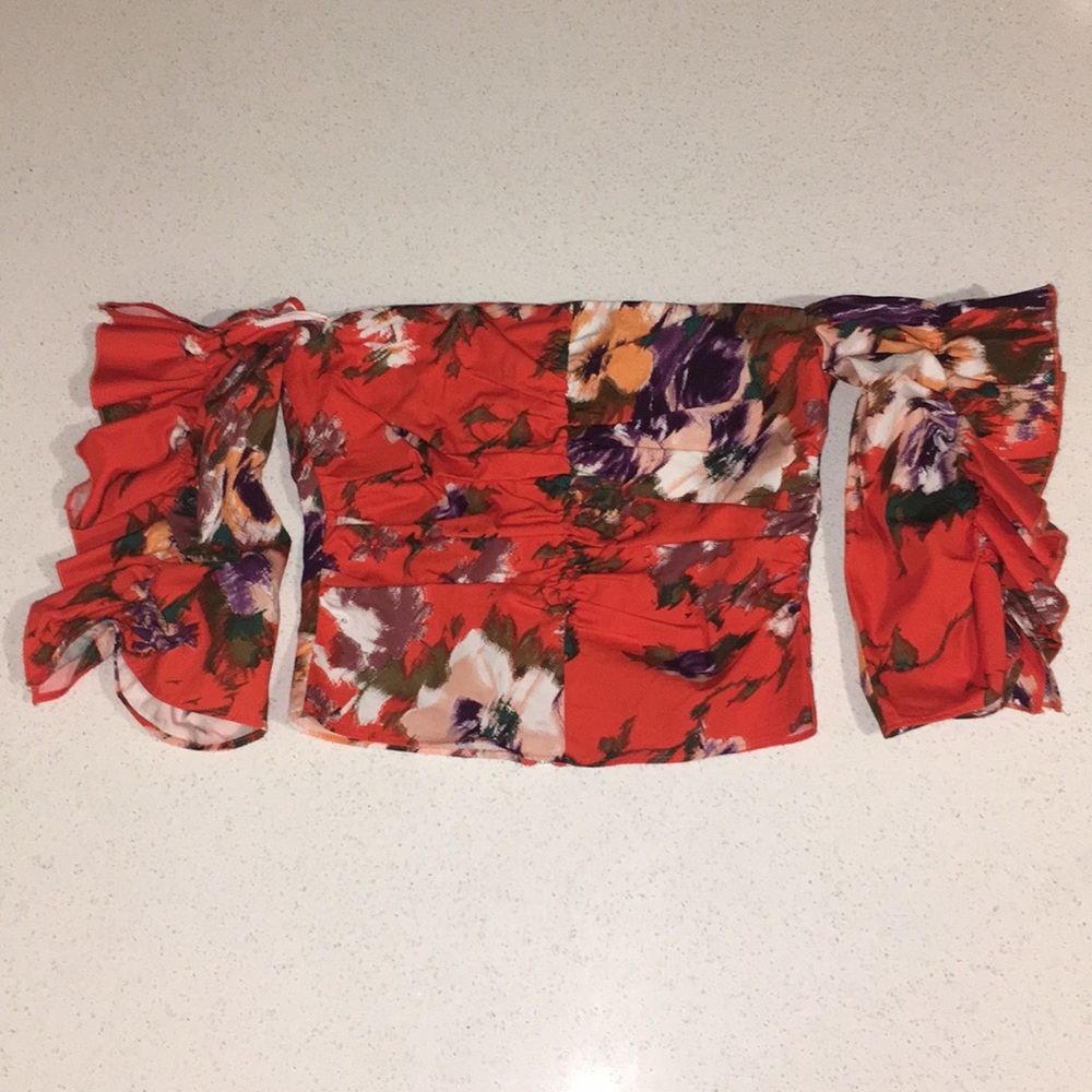 Orange floral off the shoulder top